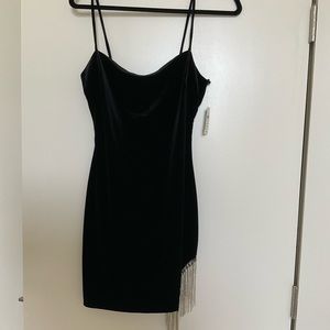 Velvet Mini Dress with Silver Detail | Windsor